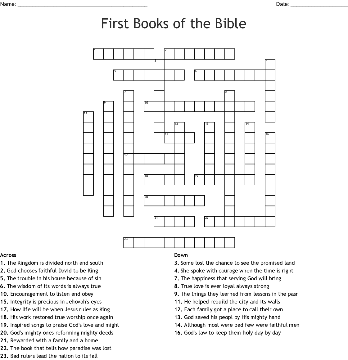 Bible Crossword Puzzles Printable Printable Templates