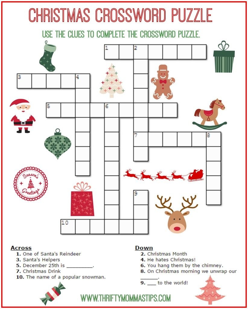 Christmas Crossword Puzzles Printable Free FREE Printable A Z