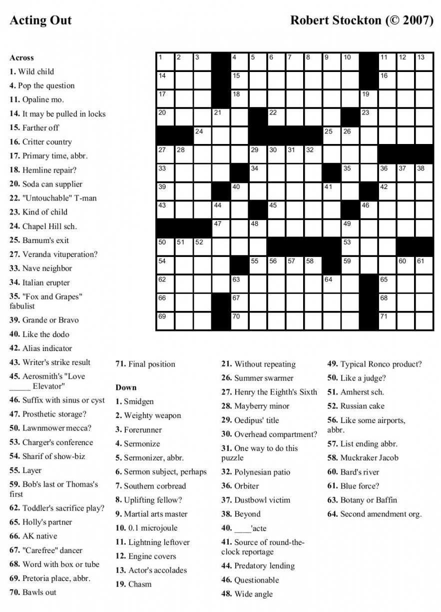 Daily Free Printable Crosswords Daily FREE Printable