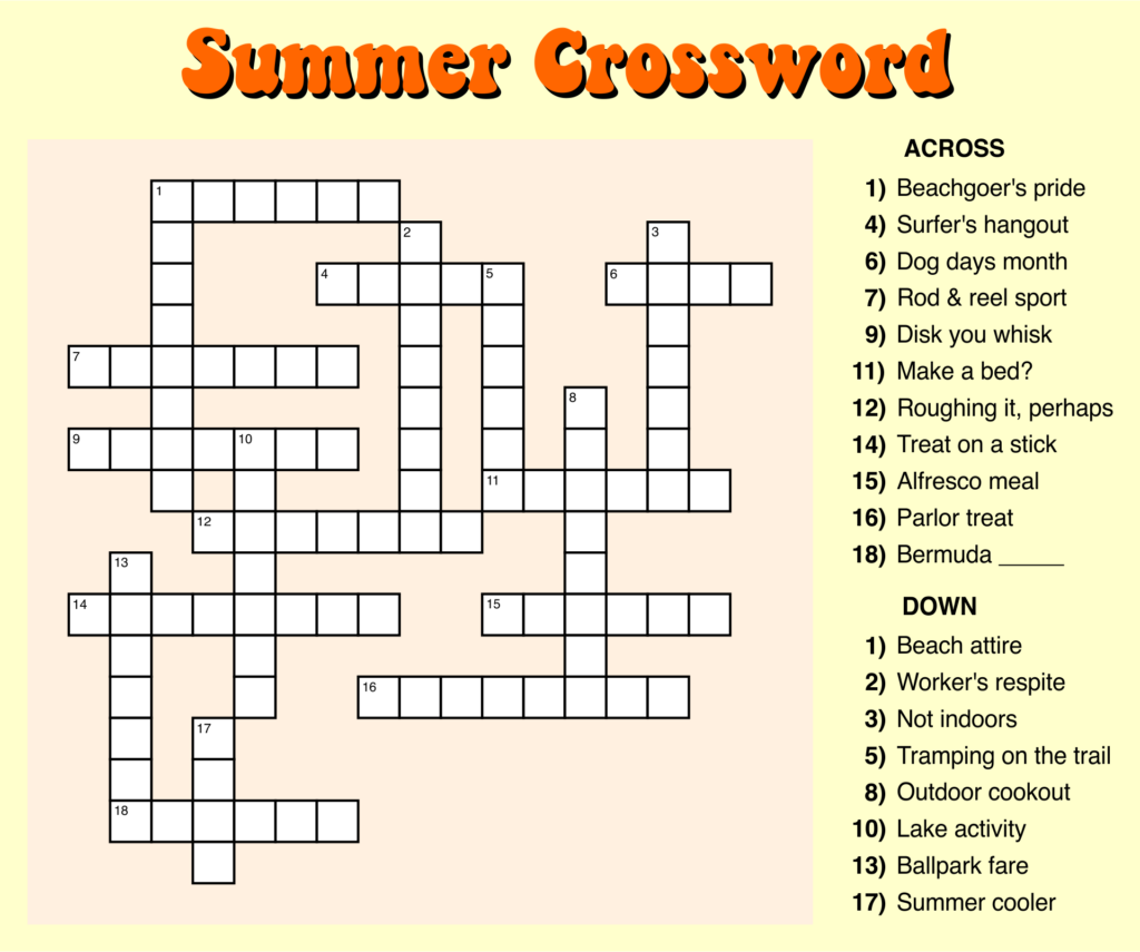 Easy Large Print Crossword Puzzles Free Printable