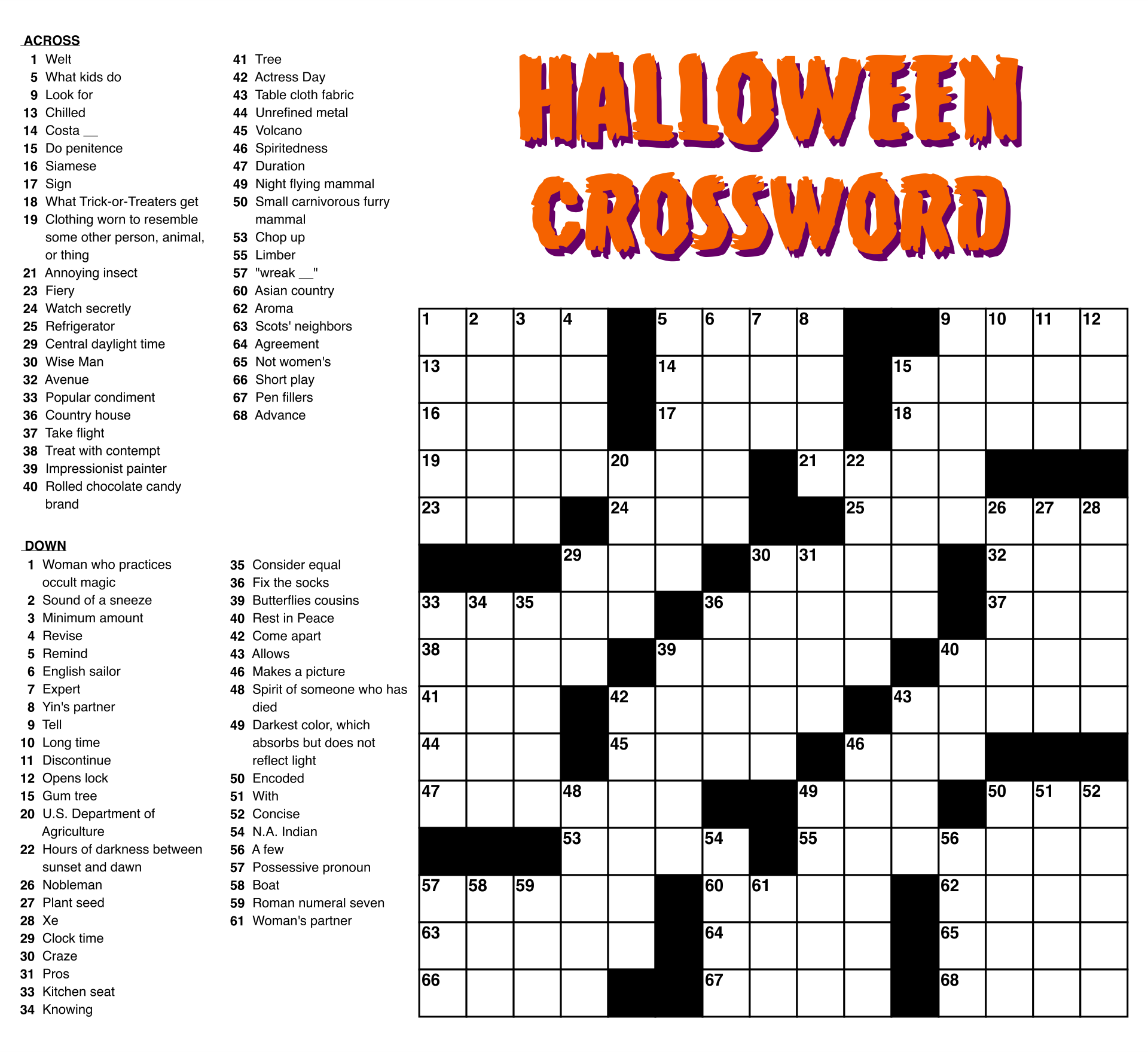 Free And Printable Crossword Puzzles