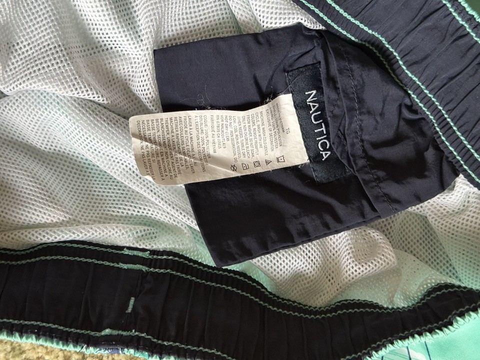 Nautica Mens Drawstring Pull On Swim Trunks Size TG Or X Large Green 