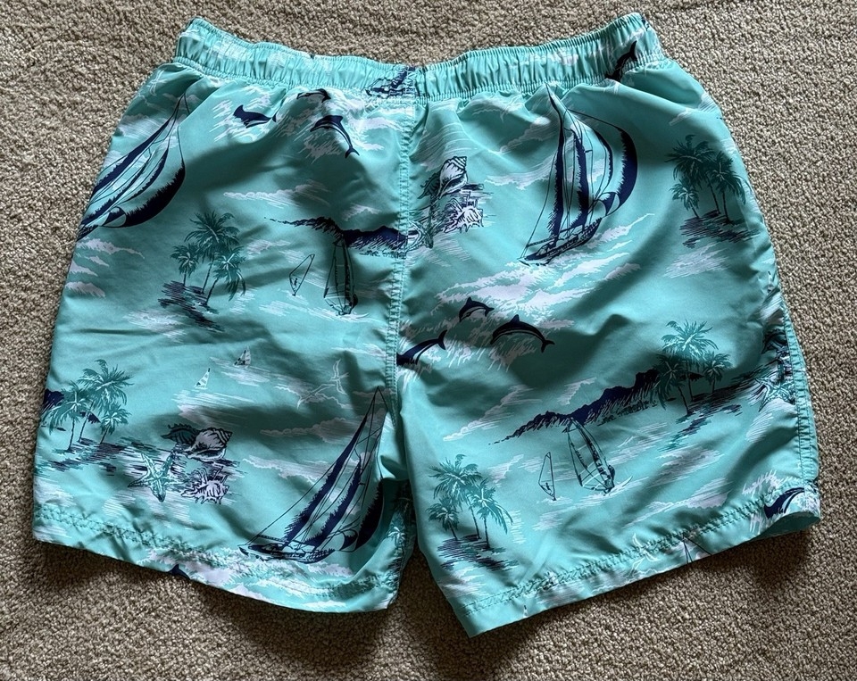 Nautica Mens Drawstring Pull On Swim Trunks Size TG Or X Large Green 