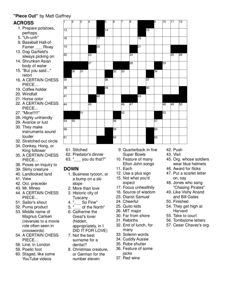 Sunday Crossword Merl Reagle Free Printable Crossword