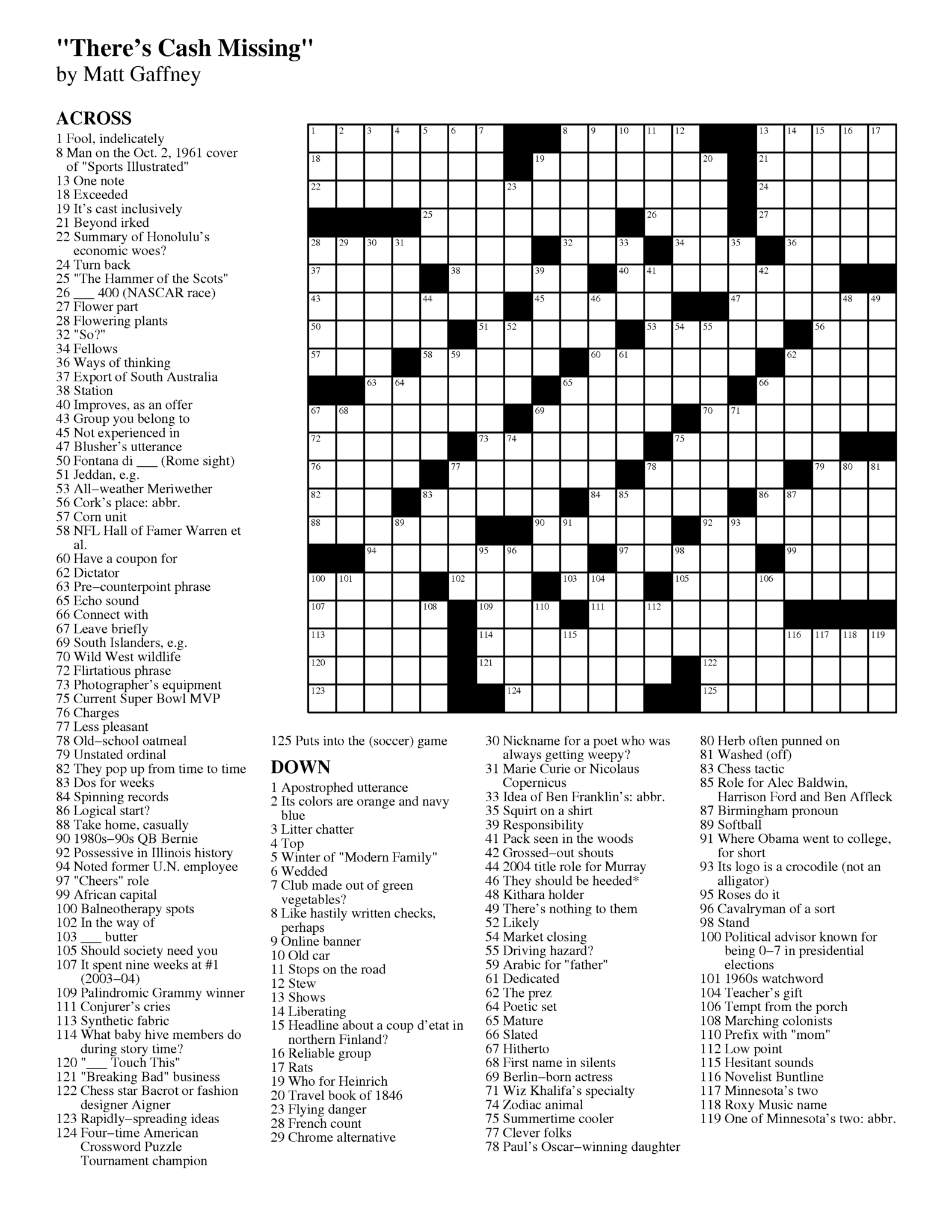 Sunday Crossword Merl Reagle Free Printable Crossword