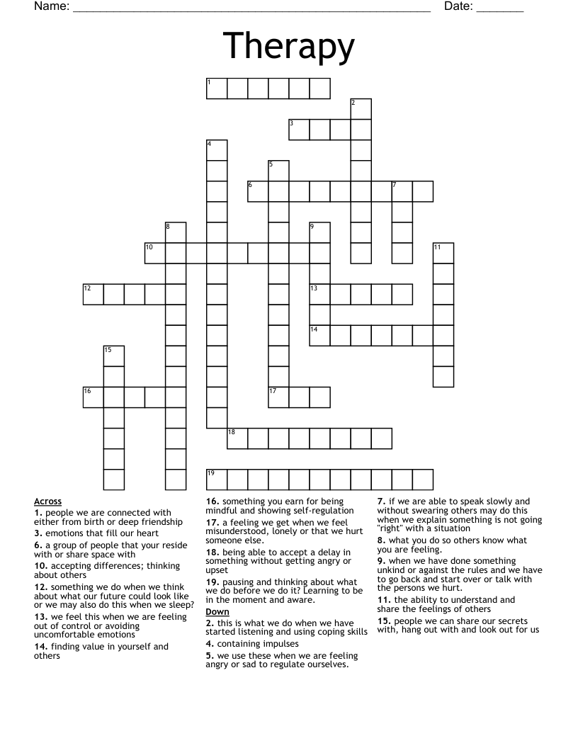 Therapy Crossword WordMint