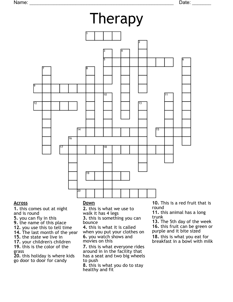 Therapy Crossword WordMint